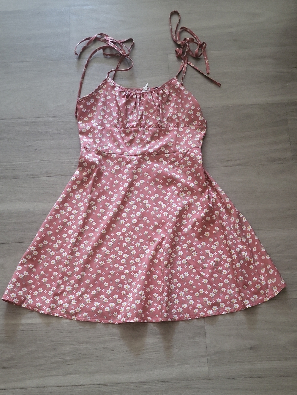 SHEIN Pink Floral Tie-Strap A-Line Sundress